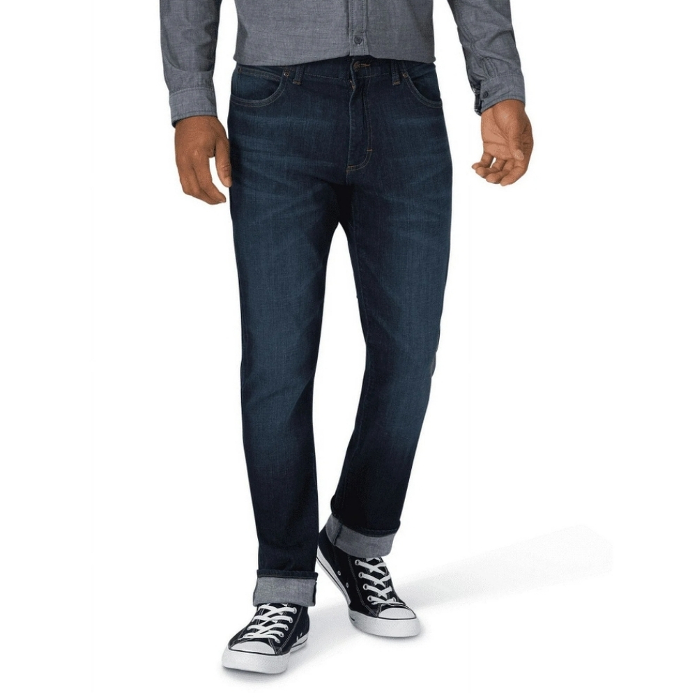 Lee Men's Straight Tapered Denim Dark Blue Jeans New 42X30